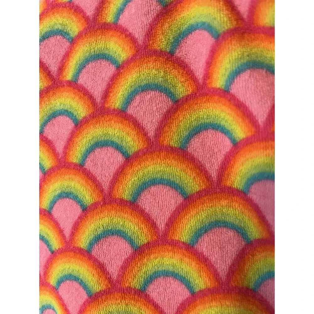 Lands' End Rainbow Hooded Swim Cover-Up Terry Cloth Girl's Size M (8)